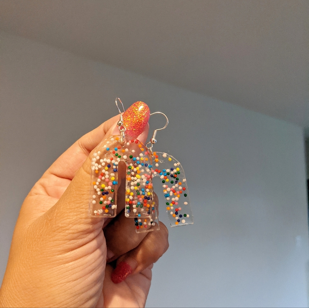 Candy birthday earrings, sprinkles earrings handmade arch boho